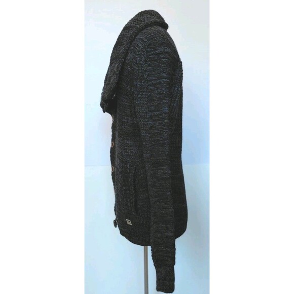 Barabas Men's Size L Black/Gray Chunky Knit Cardigan W/Large Loop  Buttons - Picture 5 of 10